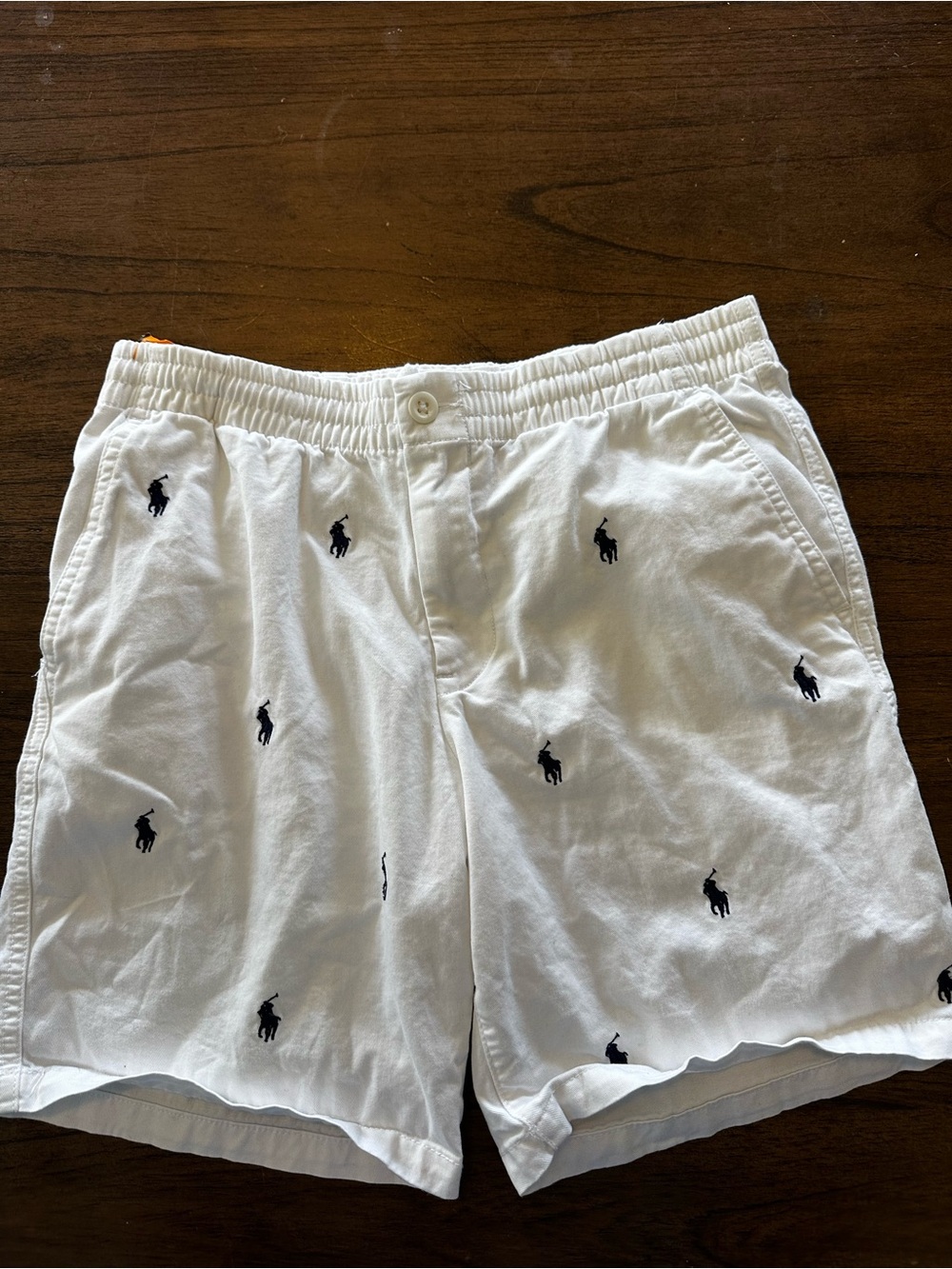Polo Ralph Lauren Boys White Pony Print Shorts Size 14 Preppy Cotton